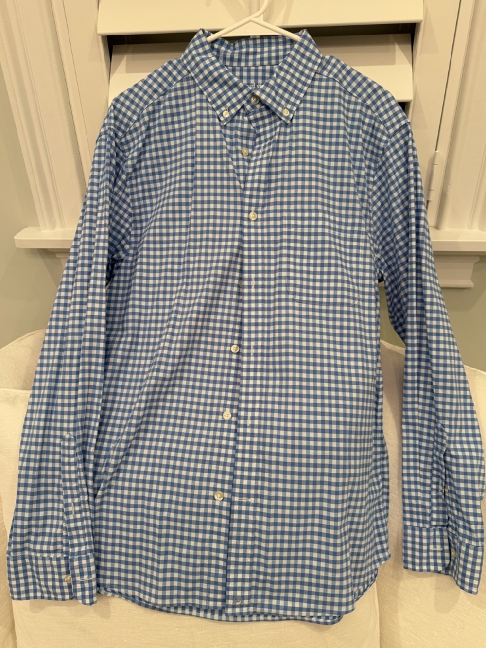 Vineyard Vines Blue Gingham Button-Down Shirt brrr* cooling stretch wicking